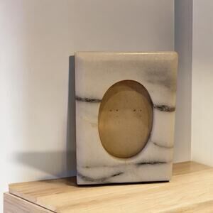 Vintage Marble Photo Frame Oval 4x3 Stone 1980s Mid Century Decor